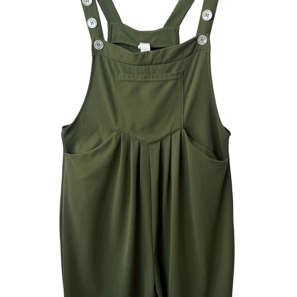 Halara Waffle Knit Overalls with Pockets Wide Leg Green Leisure Comfort Casual M - Picture 4 of 13